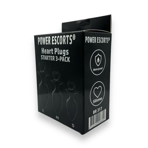 Power Escorts - Heart Plug Anal Starter 3-Pack - S, M & L - Black - na Arena.pl