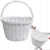 WIKLINOWY KOSZYK ROWEROWY NA ROWER KIEROWNICĘ POJEMNY UCHWYT CLICK BIAŁY