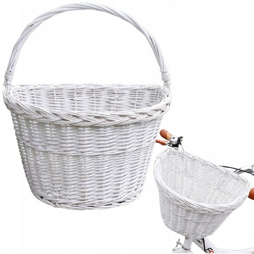 WIKLINOWY KOSZYK ROWEROWY NA ROWER KIEROWNICĘ POJEMNY UCHWYT CLICK BIAŁY na Arena.pl