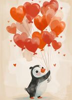 Plakat 40x55cm Pingwinek z Balonami