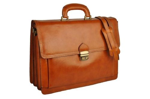 Aktówka męska skórzana - Barberini's - Brązowa na Arena.pl