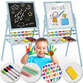 TABLICA DWUSTRONNA EDUKACYJNA DLA DZIECI MAGNETYCZNA KREDOWA + AKCESORIA