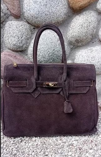 Torebka Włoska CZEKOLADOWA Kuferek SKÓRA ZAMSZ NATURALNY Vera Pelle+pasek na Arena.pl