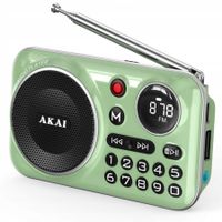 Radio przenośne AKAI APR-500 FM Bluetooth USB/TF nagrywanie zielone