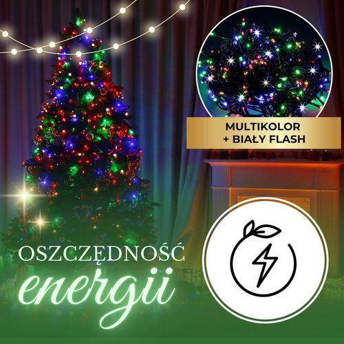 Lampki choinkowe 500 led multikolor + niebieski flash 27,5 m oświetlenie świąteczne IP44 na Arena.pl