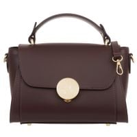 VERA PELLE torebka damska skórzana kuferek z paskiem V710 c.bordowa