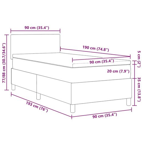 Łóżko sprężynowe ręczne Jasnoszary,Biały 193 x 90 x 88 cm na Arena.pl