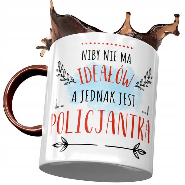 Kubek Bordowy Dla Policjantki Niby Nie Ma Ideałów Z Nadrukiem Ze Zdjęciem zdjęcie 1