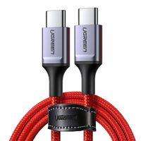 kabel przewód w oplocie usb-c - usb-c 2.0 3a czerwony