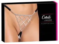 cottelli lingerie string s-l z kryształkami, czarny, regulowany