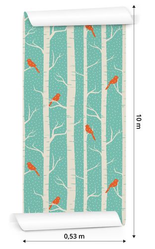 Tapeta Brzozy i Ptaki Zimą na Arena.pl