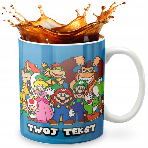 KUBEK 330ml GRAFIKA PREZENT ŚWIĘTA WZÓR - GRA SUPER MARIO + IMIĘ na Arena.pl