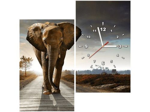 60X60CM ZEGAR SŁOŃ OBRAZ DREWNO ŚCIAN KWADRAT na Arena.pl