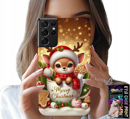 ETUI DO SAMSUNG GALAXY S21 Ultra - RENIFEREK SŁODKI RENIFER ŚWIĄTECZNE WZÓR na Arena.pl