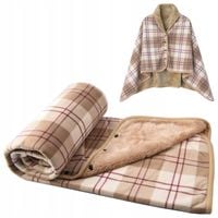 KOC PONCZO Z GUZIKAMI 140x100cm NARZUTKA KOCO BLUZA W KRATKĘ 2W1 OVERSIZE