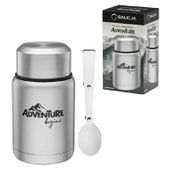 Termos obiadowy podróżny ze składaną łyżką 500 ml stal nierdzewny srebrny