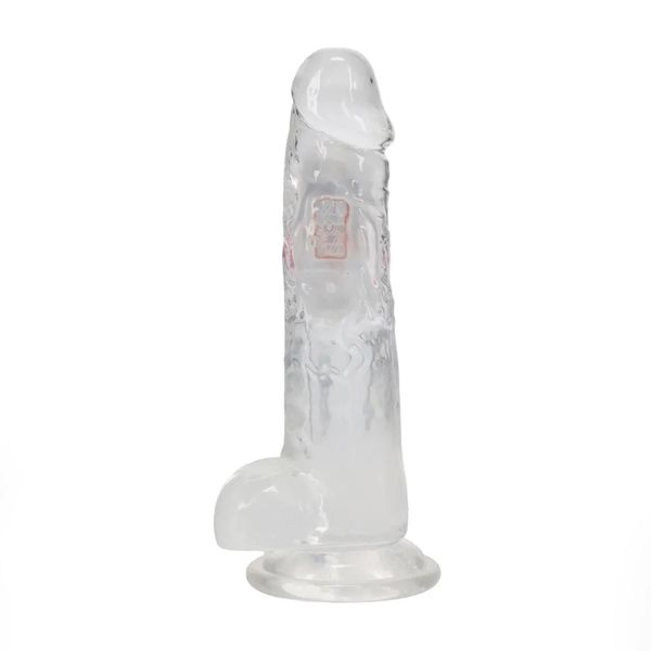 Led Vibrating Straight Cock With Balls - 20 Cm - Transparent zdjęcie 3