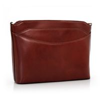 VERA PELLE torebka listonoszka duża klasyczna z paskiem V063 brązowa