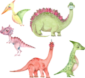 NAKLEJKI zestaw DINOZAURY  na ścianę do pokoju dziecka M