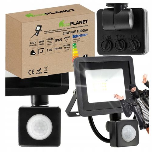 Halogen LED 20W 1800lm Lampa z Czujnik Ruchu Zmierzchu Naświetlacz na Arena.pl