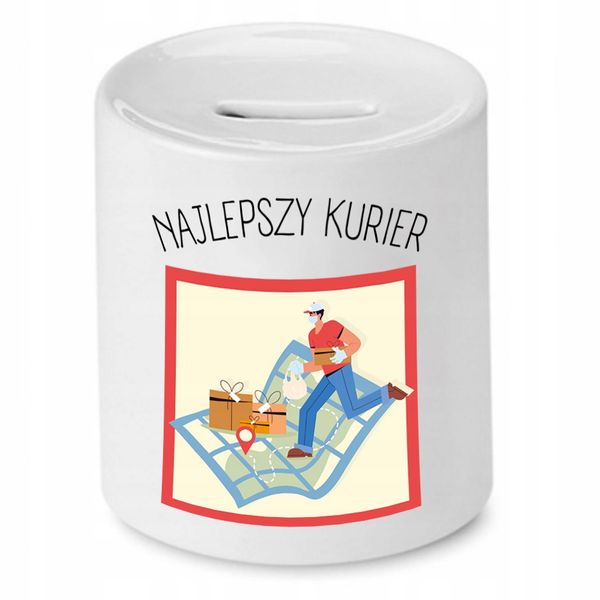 Skarbonka Dla Kuriera Najlepszy Kurier Prezent Z Nadrukiem Ze Zdjęciem zdjęcie 1