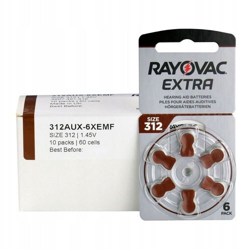 60 x Baterie słuchowe 312 PR41 RAYOVAC extra bateria pastylki mini na Arena.pl