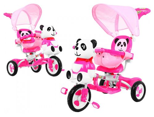 3-Kołowy Rowerek Dla Dzieci Panda Różowy + Dźwięki + Daszek + Barierka + na Arena.pl