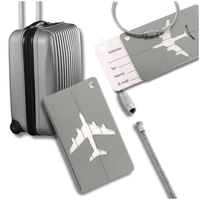 ZAWIESZKA NA BAGAŻ IDENTYFIKATOR ADRESOWY DO WALIZKI DO SAMOLOTU SREBRNY