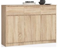 KOMODA K 140 cm 3 DRZWI 3 SZUFLADY DĄB SONOMA