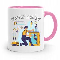Kubek Różowy Prezent Dla Najlepszego Hydraulika Z Nadrukiem Ze Zdjęciem