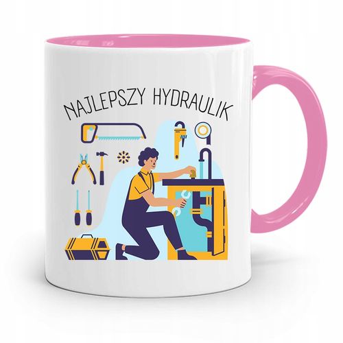 Kubek Różowy Prezent Dla Najlepszego Hydraulika Z Nadrukiem Ze Zdjęciem na Arena.pl