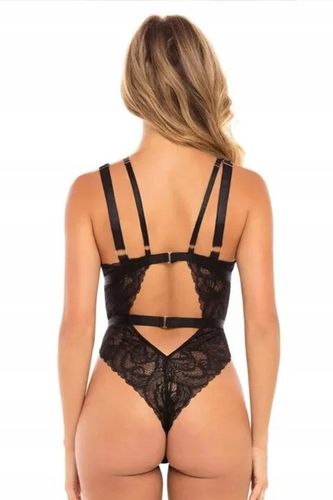 Seksowne koronkowe czarne zdobione body 111k na Arena.pl