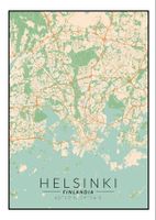 Helsinki mapa kolorowa - plakat 70x100 cm
