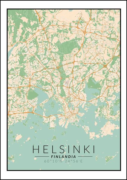 Helsinki mapa kolorowa - plakat 40x50 cm zdjęcie 1