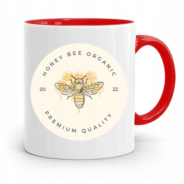 Kubek Czerwony Pszczelarza Honey Bee Prezent Z Nadrukiem Ze Zdjęciem zdjęcie 1