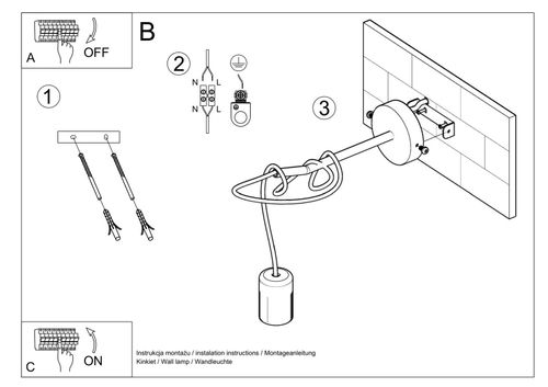Kinkiet LAMPA ścienna SL.0373 industrialna OPRAWKA na żarówkę bulb loft czarna na Arena.pl