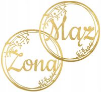 Dekoracje weselne Koła Mąż Żona ZŁOTE 40cm Zestaw