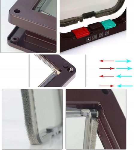 DRZWI Z KLAPĄ DLA PSA KOTA DRZWICZKI WAHADŁOWE KLAPA 4 SPOSOBY BRĄZ XL na Arena.pl