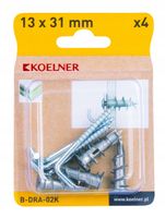 dram kołek wkręcany do płyty g-k 13x31mm metalowy z hakiem, [op 4]