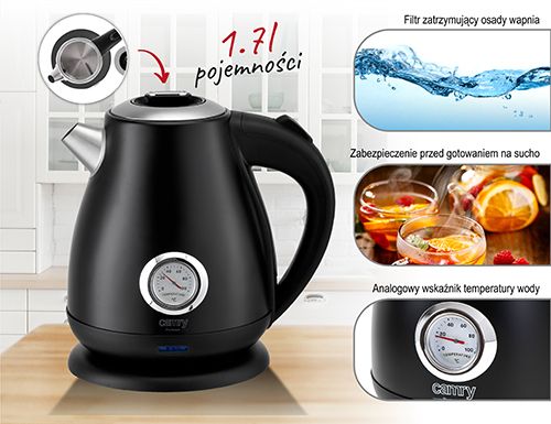 CR 1344 black Czajnik metalowy z termometrem 1,7L na Arena.pl