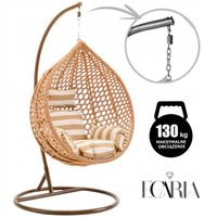 Fotel wiszący huśtawka kokon z poduszkami w pasy KR28