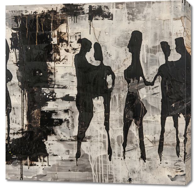 Obraz 90x90cm Szarzy Ludzie zdjęcie 1