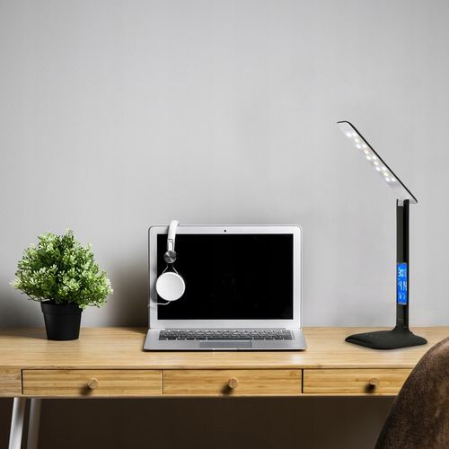 LAMPKA LED BIURKOWA SZKOLNA BIURKO WYŚWIETLACZ LCD ZEGAR DATA TEMPERATURA na Arena.pl