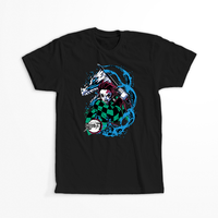 Koszulka Czarna Demon Slayer / Kimetsu no Yaiba / Miecz zabójcy demonów - WYBIERZ KOLOR KOSZULKI I FASON Damska M