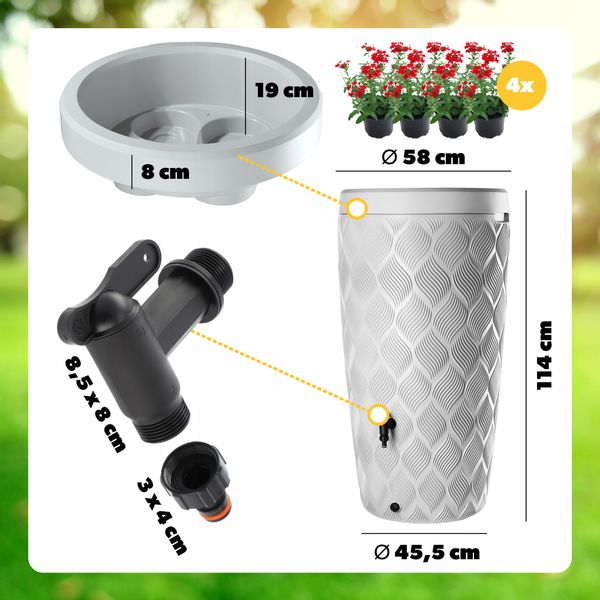 Zbiornik Na Deszczówkę Wodę 240L Donica Kran Duża zdjęcie 3