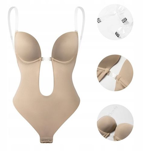 Body Damskie Do Sukienki Bez Pleców Plunge Silikonowe Ramiączka Stringi XL na Arena.pl