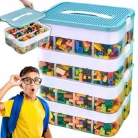 PUDEŁKO NA KLOCKI POJEMNIK NA LEGO PLASTIKOWE Z PRZEGRÓDKAMI 4 POZIOM