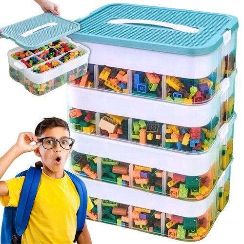 PUDEŁKO NA KLOCKI POJEMNIK NA LEGO PLASTIKOWE Z PRZEGRÓDKAMI 4 POZIOM na Arena.pl