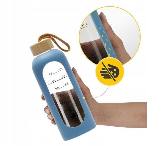 BUTELKA SZKLANA NA WODĘ BIDON MOTYWACYJNA SZCZELNA SILIKONOWE ETUI 750 ML na Arena.pl