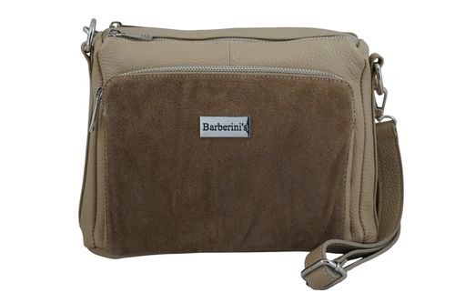 Codzienna torebka ze skóry naturalnej z zamszem - Beżowa na Arena.pl